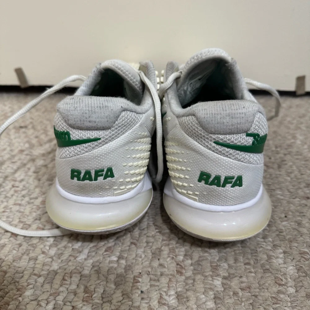 Nike Court Zoom Vapor 4 Rafa Nadal White and Kelly Green Sneakers Men’s Size 8.5